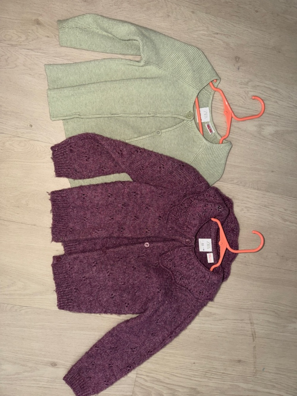 Zara Mint Green & Plum Knit Cardigans